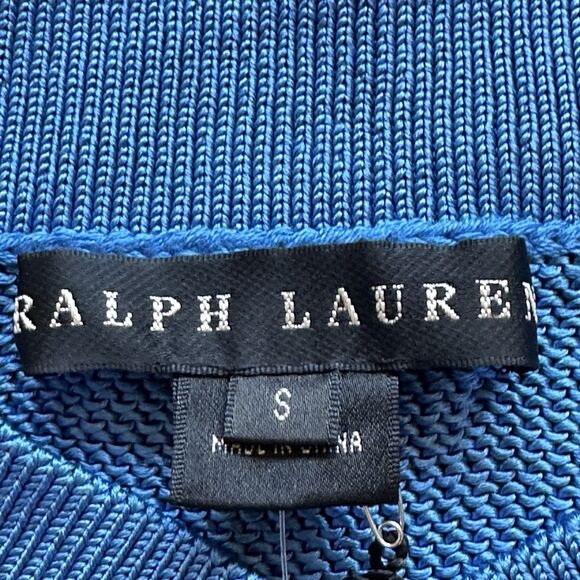 Ralph Lauren Black Label Top Women Small Blue Silk Cold Shoulder - Picture 7 of 9